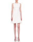Sleeveless Fit-&-Flare Dress, Cream