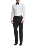 Basic Flat-Front Wool Trousers, Black