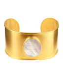 18K Gold-Plated Mother-of-Pearl Cuff Bracelet