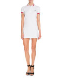 Pique Knit Polo Dress, White