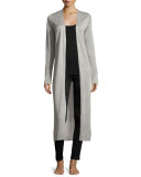 Silk-Cashmere Long Cardigan, Light Gray