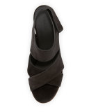 Farrah Suede Crisscross Sandal, Black