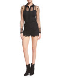 Macrame Scalloped Shorts, Black 