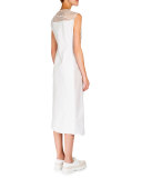 Sleeveless Patchwork-Embroidery Coat Dress, Anemone