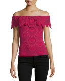 Positano Off-the-Shoulder Lace Top, Sangria