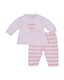 Crewneck Sweater w/ Striped Pants, Size 3-12 Months