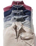 Tipped Half-Zip Cashmere Sweater, Navy