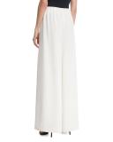 Aria Wide-Leg Tie-Front Pants, Ivory