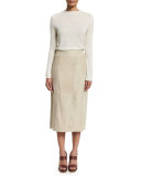 Nubuck Leather Wrap Skirt