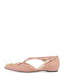 Unia Spiked Leather Flat, Perfect Pink