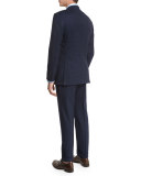 Check Two-Piece Wool Suit, Navy/Black