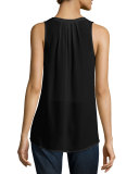 Aruna Split-Neck Silk Top