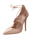 Christy Leather Lace-Up Pump, Biscotto