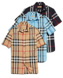 Linen-Blend Exploded Check Short-Sleeve Shirt, Camel