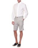 Flat-Front Cashmere Shorts, Beige