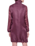 Long-Sleeve Zip-Front Parka, Dahlia