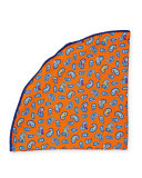 Paisley-Print Silk Pocket Circle, Orange