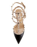 Rockstud Patent Leather Sandal, Black