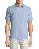 Textured Short-Sleeve Shirt, Blue