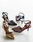 Fresia Woven Pointed-Toe Pump, Black