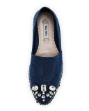 Denim Platform Espadrille Flat, Bleu