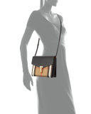 Check & Leather Small Crossbody Bag, Black