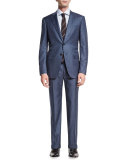 Gregory Pinstripe Two-Piece Suit, Light Blue