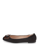 Rade Suede Buckle Ballerina Flat, Black