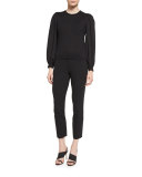 Balloon-Sleeve Cashmere Sweater, Black