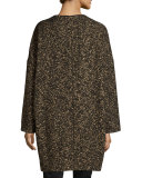 Lorraine Metallic Long Coat, Black Multi