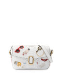 J Marc Embroidered Python Shoulder Bag, White