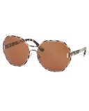 Trimmed Monochromatic Octagonal Sunglasses
