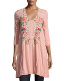 Dorana 3/4-Sleeve Embroidered Tunic