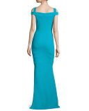 Jillian Cap-Sleeve Column Gown 