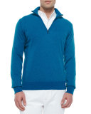 Roadster Half-Zip Cashmere Sweater, Blue
