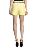 Ribbed Knit Shorts w/ Contrast Piping, Yellow/Black
