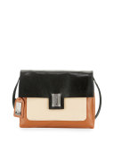 Janine Colorblock Leather Crossbody Bag, Black/White/Dove