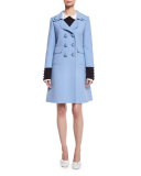 Front-Slit A-Line Mini Skirt, Powder Blue