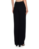 Cloqué Zip Elastic-Waist Pants, Navy