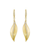 Elliptical Leaf Earrings with Diamonds