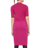 Half-Sleeve Cropped Cardigan, Pink