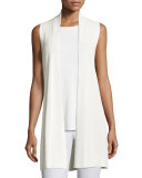 Long Ribbed-Knit Vest, White