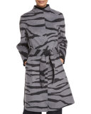 Reversible Zebra-Jacquard Coat, Flannel