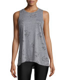 Bird-Print Burnout Muscle Tank Top