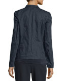 Adrian One-Button Charmeuse Blazer, Ink
