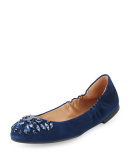 Delphine Crystal Logo Flat, Royal Navy