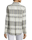 Sabira Long-Sleeve Serene Plaid Blouse, Multi Pattern