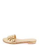 Heidi Floral Flat Slide Sandal, Pale Gold