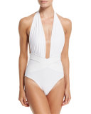 Roman Plunge-Neck One-Piece Swimsuit