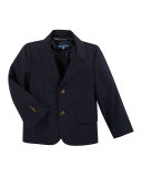 Cotton Two-Button Blazer, Navy, Size 2-6